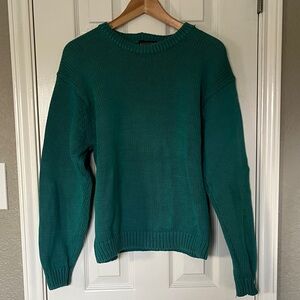Vintage Lands’ End Teal turquoise green Women's cotton Sweater - medium